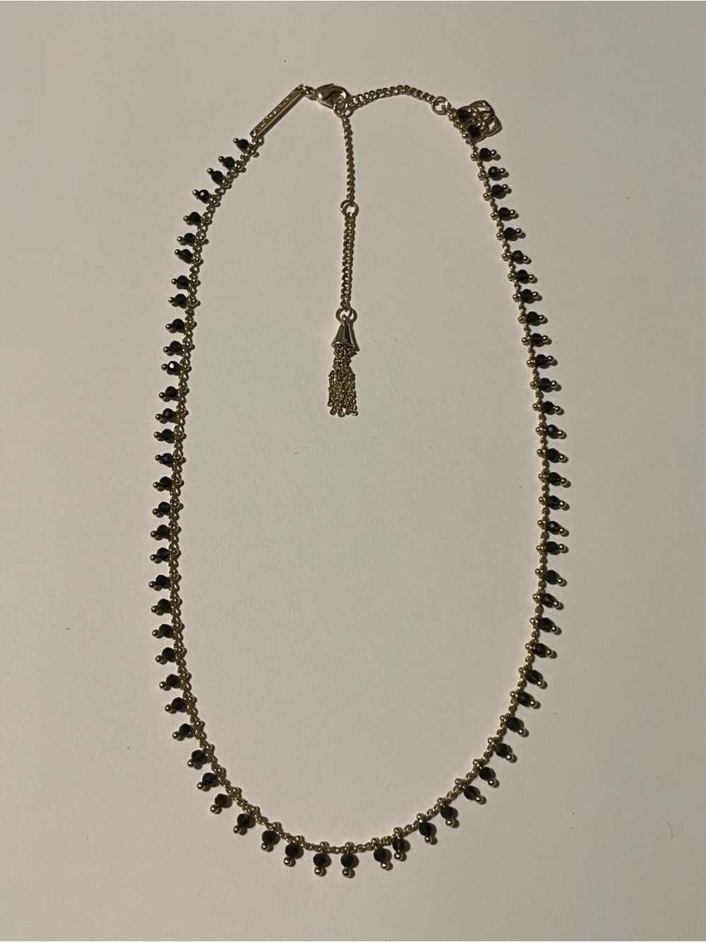 Kendra Scott Gold Tone Necklace with Black Bead Fringe